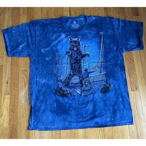 New The Mountain Dead Stock Blue Tye Dye Cat Jurassic Park Trex T-shirt 3XL